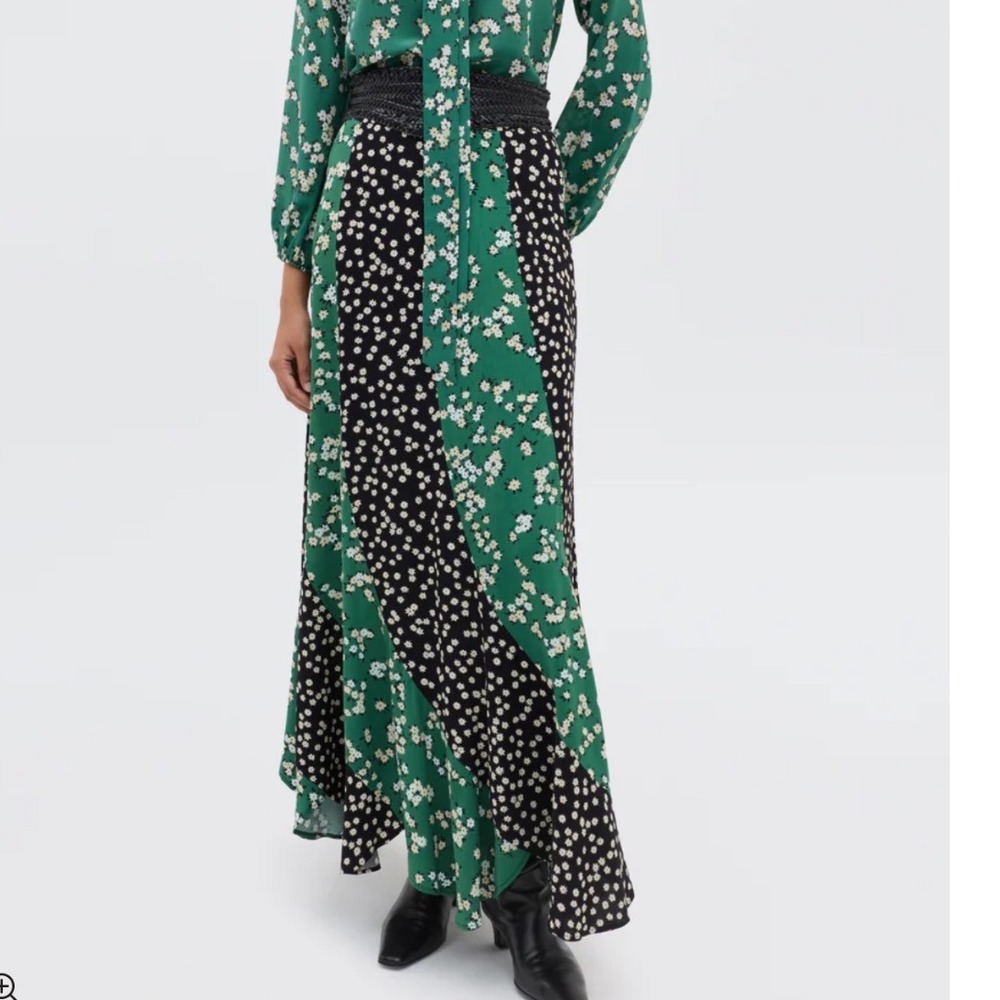 RIXO Gracella Midi Skirt In City Floral Mix Olive Mix Print Size Medium 8